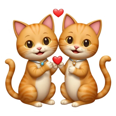 one happy cat proposing marriage to another happy cat, joyful, expressive, with a ring or proposal gesture, emoji style sticker