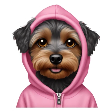 black blind in one eye yorkiepoo in pink hoodie  sticker