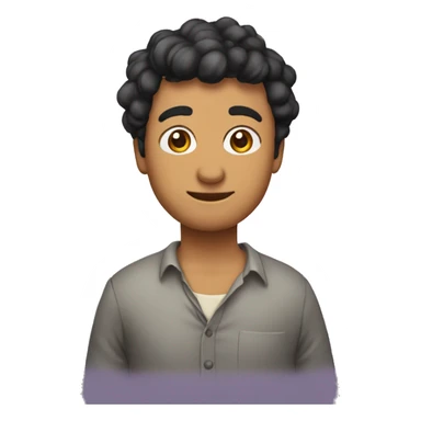  chico con pelo lasio largo,trigueño, vestido con polera negra sticker