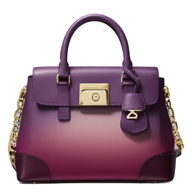 Realistic isolated plum purple to wine color ombre michael kors satchel purse without a strap.  sticker