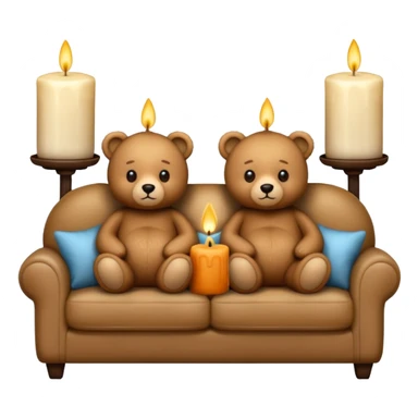 Two cozy teddy bears watching tv on couch with candles next to them sticker
