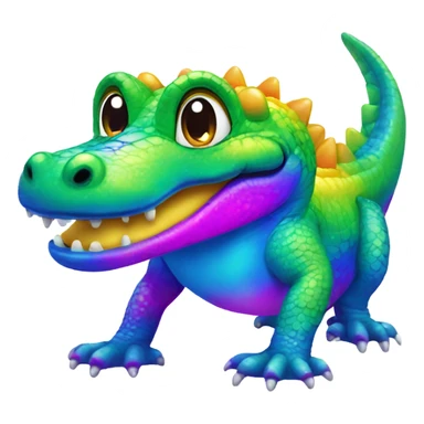 Lisa Frank rainbow cute alligator  sticker