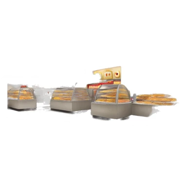 “McDonald’s store with the iconic golden arches, a red and yellow color scheme, and a simple, recognizable design that captures the essence of a fast food restaurant.” sticker