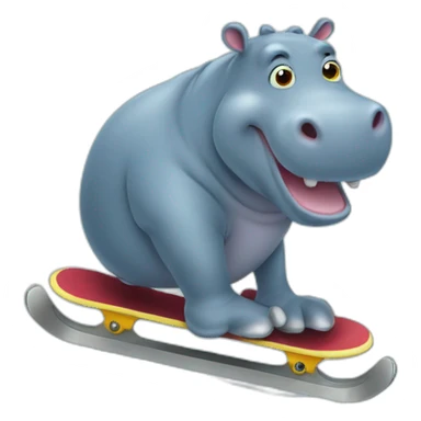 hippo on iceskates sticker