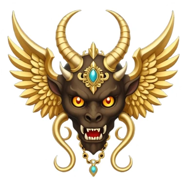 holy emblem with black wings with horn demon sticker