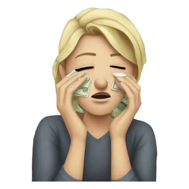 crying and Wiping tears with money sticker