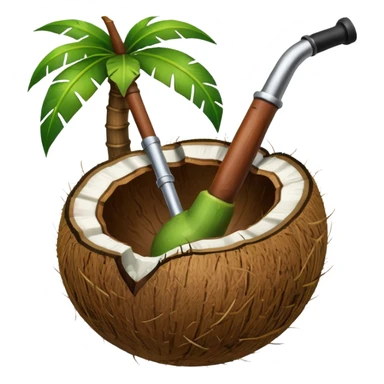 Coconut ith open and with pipe, outside the coconut should be green like raw sticker
