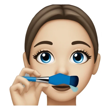 Brunette white girl with blue eyes doing her makeup  sticker