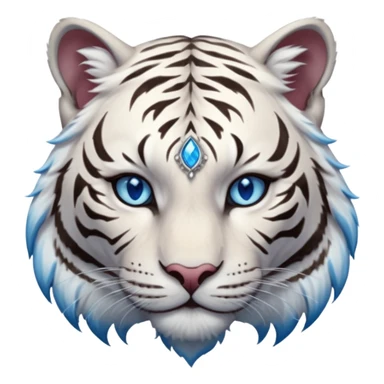 ESO Female white tiger khajiit leader of the umbral rose, blue eyes, blue 'third eye' gem sticker
