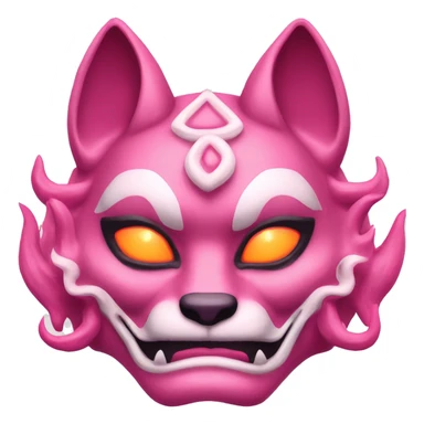 Pink feminine oni kitsune japanese mask fire sticker
