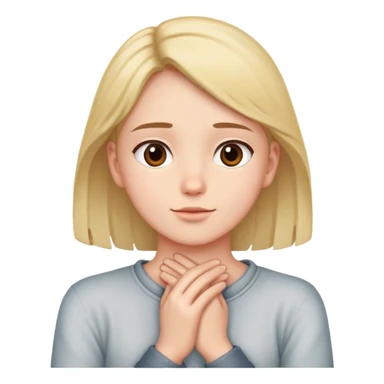 Person with hands crossed around neck and young out and looking up  sticker