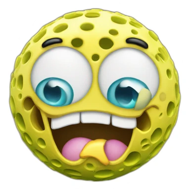 3d sphere with a cartoon SpongeBob skin texture sticker