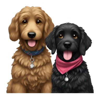 Two BLACK Groodles with a big smile. Also with a bandanna around its neck. Both Dogs needs to be all black sticker