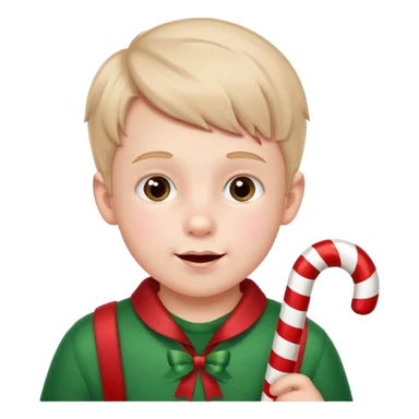 Little boy with candy canes celebrating Christmas sticker