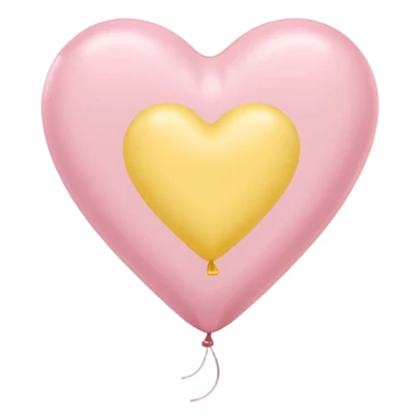 The heart is a balloon in soft pink, beige and yellow pastel light sticker
