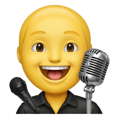 laughing face emoji next to a mic sticker