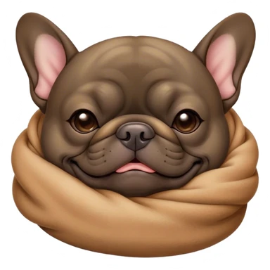 Cinematic Meme-Worthy Chubby Sleeping Brindle French Bulldog Portrait Emoji, Head resting peacefully with a contented smile, showcasing a delightfully chubby build and a luxuriously soft brindle coat with subtle fawn highlights, eyes shut in a serene nap, Simplified yet hilariously adorable features, highly detailed, glowing with a soft, drowsy light, high shine, relaxed and utterly lovable, stylized with an air of playful laziness, bright and heartwarming, soft glowing outline, capturing the essence of a comically sleepy companion, so meme-worthy it feels like it could instantly become the next viral sensation of adorable slumber! sticker