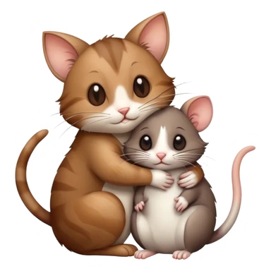 Cat hugs small rat sticker