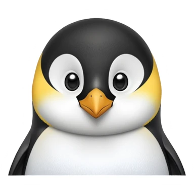cinematic-cute-emperor-penguin-portrait-emoji,-head-tilted-playfully-and-inquisitively,-with-glossy,-pristine-plumage,-sparkling-eyes-filled-with-curiosity,-simplified-yet-irresistibly-adorable-features, black, large black eyes face, zoomed in sticker