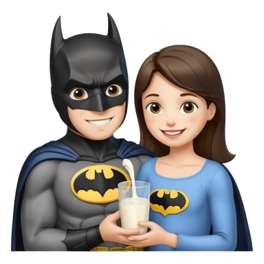 batman feeding milk to his daughter sticker