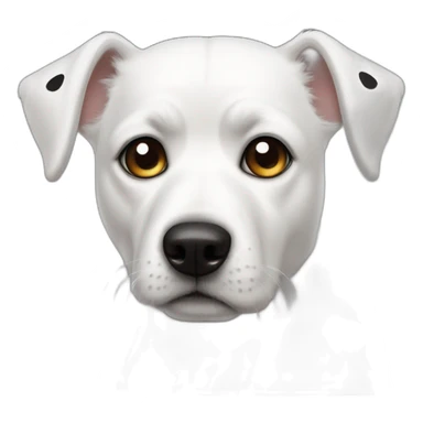 white dog pointy ears and black spots with eye patch marking sticker