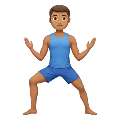 man with blue short warrior yoga pose sticker