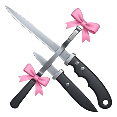 black knife with little pink bows around it sticker