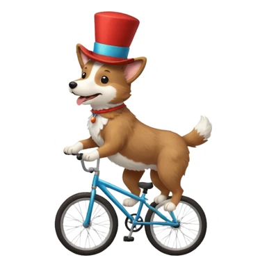 dog riding a unicycle sticker