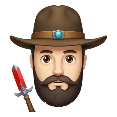 a western earl with full beard, wearing hat, having blade sticker