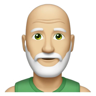 almost bald mature man, white beard and green eyes eyes sticker