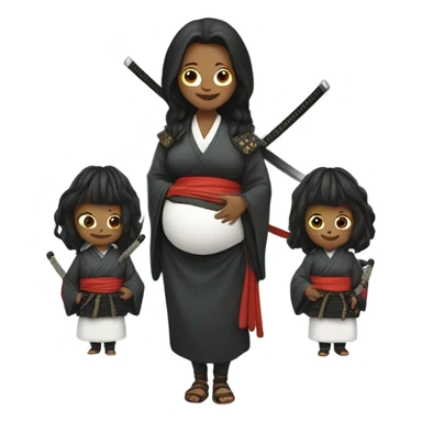 Very pregnant woman pregnant woman with triplets dressed as samurai sticker