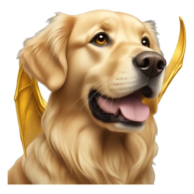 Golden retriever with gold dragon wings  sticker