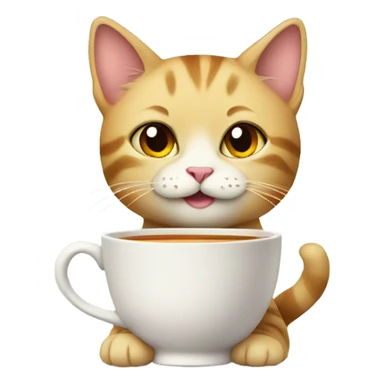 Cute cat with cup of tea sticker