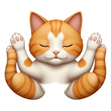 ginger and white small cat eyes closed lying down upside down with paws stretched out straight in different directions sticker