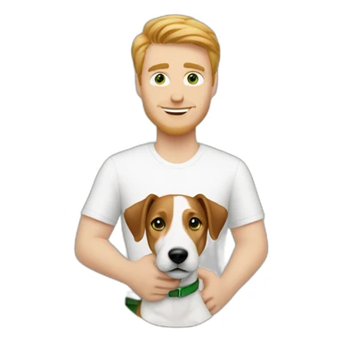 White Man with green eyes with jack russell terrier dog sticker