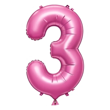 pink balloon shaped as the number 3 sticker