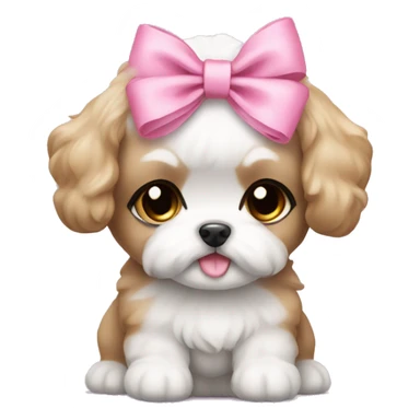 Shichon puppy pink head bow sticker