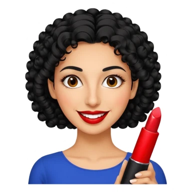 30 year old iranian woman very short curly black hair, big brown eyes, tanned skin, big smile, white teeth, pretty, stylish sticker