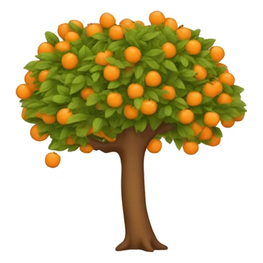 A tree with orange leaves with twemoji style sticker
