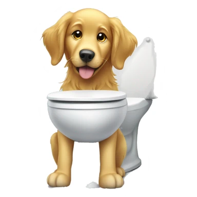 Golden retriever sitting on the toilet playing with his iPhone  sticker