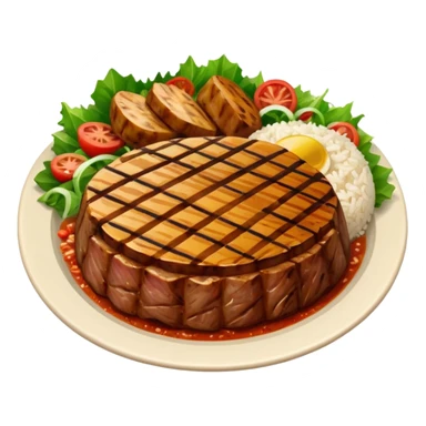 Brazilian dish with salad, rice and meat sticker