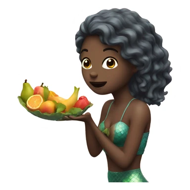 Mermaid eating fruit sticker