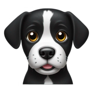 A small black dog with a White spot on stomach with sock in mouth sticker