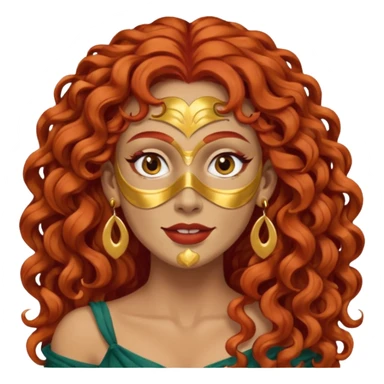 red haired very long curly haired woman with full face clay mask  and big earrings  sticker