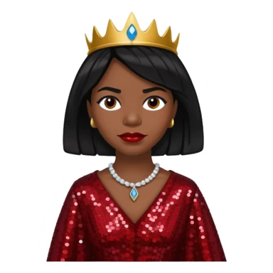 Marian Anderson with black hair, dark red sequin outfit sticker