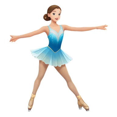 An colorful icon featuring a graceful figure skater performing a spin on the ice. The background includes a grand ice rink palace with shining spotlights and cheering spectators in the stands. Transparent background highlights the elegance and artistry of figure skating sticker