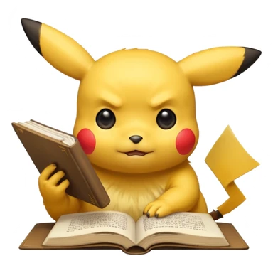 pikachu studying looking into book sweating sticker