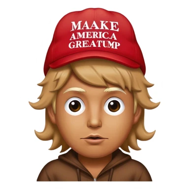 Blob of poop brown with red make America great hat, and Donald Trump’s hair sticker