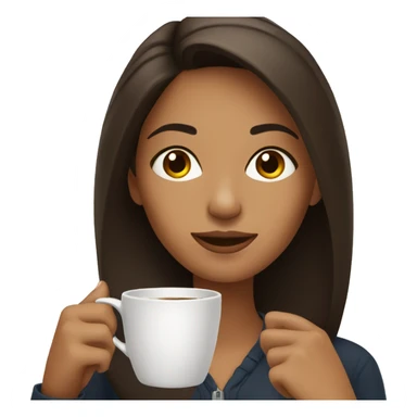 brunette woman drinking coffee sticker