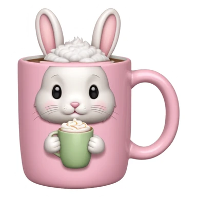 pink mug with a cute bunny inside sticker